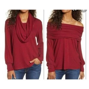 Gibsonlook Mulberry Wine Convertible Cowl Off Shoulder Top M‎